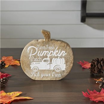 Farm Fresh Pumpkin Patch Pumpkin Shaped Wood Decor 6.25x6x1.25