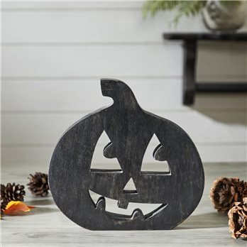 Jack O' Lantern Black Wood Decor 8x8.25x1