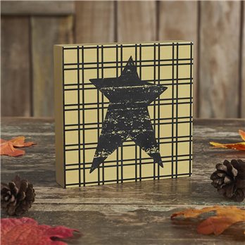 Prim Black Star on Tan Base MDF Sign 5x5