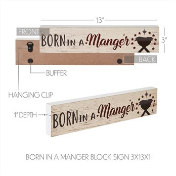 Born In A Manger Block Sign 3x13