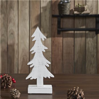 Christmas Evergreens White Wooden Figurine 12.75x5.5x2