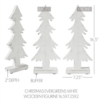 Christmas Evergreens White Wooden Figurine 16.5x7.25x2.5