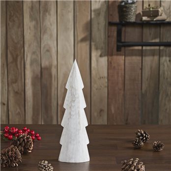 Christmas Tree Distressed White Wooden Figurine 11.5x3.5x1.5