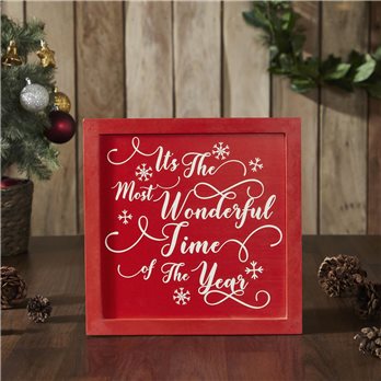 It's The Most Wonderful Time Red Wall Hanging Sign 11x11