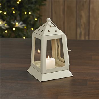 Metal Lantern Antique White Tealight Holder 7x4.5x4.5