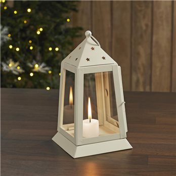 Metal Lantern Antique White Tealight Holder 9x5x5