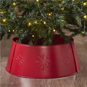 Snowflake Christmas Tree Collar Metal Barn Red 8x20x20