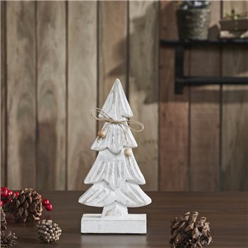 Snowy Tree Textured Wooden White 10.25x4.75x2.25