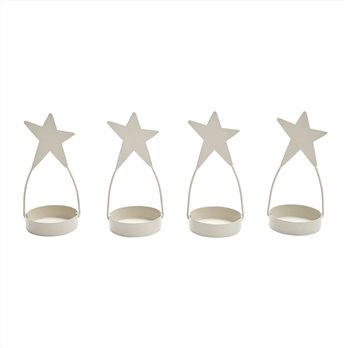 Star Tealight Holder Antique White Set of 4 4x1.75x1.75