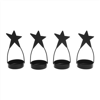 Star Tealight Holder Black Set of 4 4x1.75x1.75