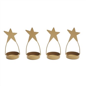 Star Tealight Holder Gold Set of 4 4x1.75x1.75