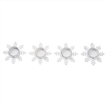 Tealight Holder Snowflake Antique White Set of 4 0.6x4.13x4.13