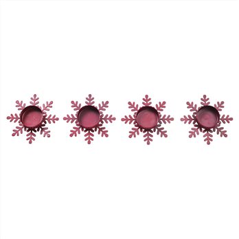 Tealight Holder Snowflake Burgundy Set of 4 0.6x4.13x4.13