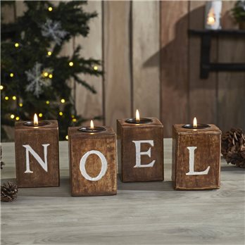 Tealight Holders NOEL Cube Set of 4 4x3x3