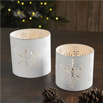 Votive Candle Holder Snowflake Antique White Set of 2