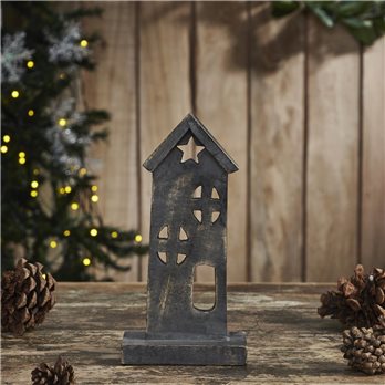 Wooden Saltbox House w/ Star Dark Brown 8x4x2