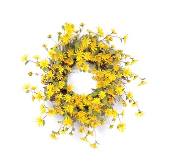 Yellow Daisy Floral Wreath 23"D