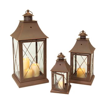 Classic Brown Metal Lantern (Set of 3)