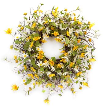 Mixed Daisy Floral Wreath 24"D