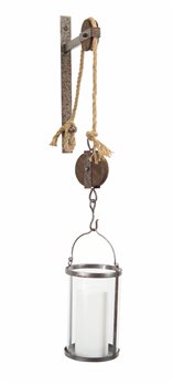 Industrial Pulley Mounted Canister Candleholder