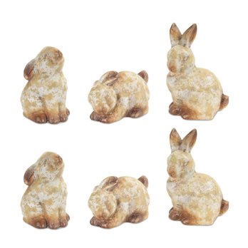 Weathered Terra Cotta Rabbit Garden Statue (Set of 6)