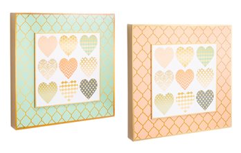 Heart Pattern Wall Plaque with Gold Accent (Set of 2)