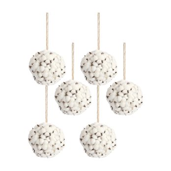 Cotton Orb with Twine Hanger (Set of 6)