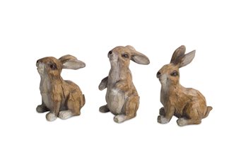 Carved Stone Garden Rabbit Figurine (Set of 6)