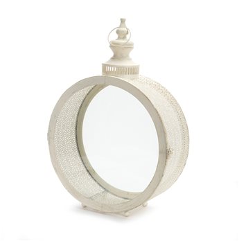 Ivory Ornate Metal Circle Lantern 22"D