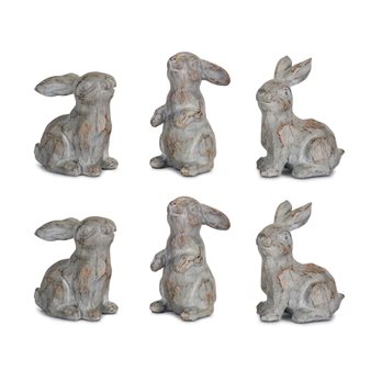 Washed Stone Garden Rabbit Figurine (Set of 6)