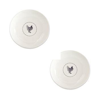 Stoneware Farmhouse Chicken Platter (Set of 2)