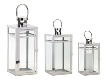 Modern Stainless Steel Metal Lantern (Set of 3)