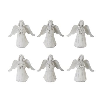 Praying Angel Figurine with Metal Wings (Set of 6)