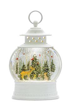 LED Snow Globe Ball with Woodland Deer Scene 11.5"H