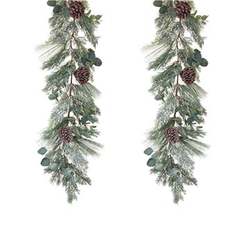 Frosted Pine and Eucalyptus Holiday Garland (Set of 2)