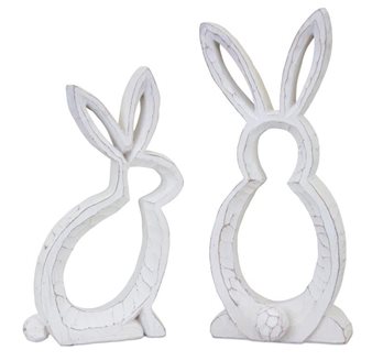 Carved Stone Bunny Outline Decor (Set of 2)