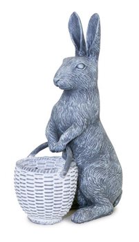 Standing Rabbit Figurine with Basket Accent 10.5"H