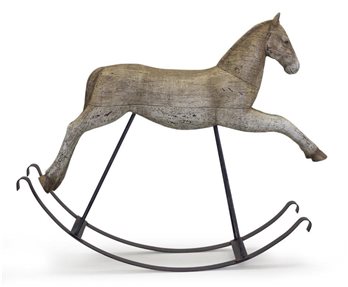 Rustic Rocking Horse Decor with Metal Stand 22.25"L