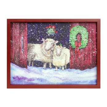 Framed Winter Sheep Print 15.75"L