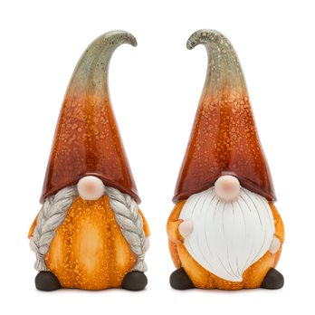 Terra Cotta Pumpkin Gnome with Ombre Hat (Set of 2)