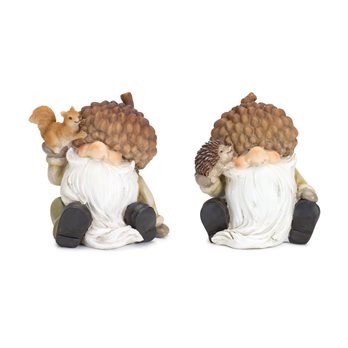 Harvest Gnome Figurine with Acorn Hat and Woodland Friends (Set of 2)