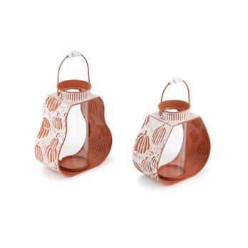 Metal Pumpkin Outline Candle Holder (Set of 2)