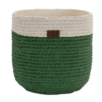 Woven Basket Design Resin Joy Planter 9.25"D