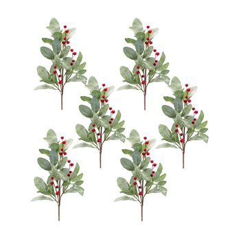 Frosted Mistletoe Spray with Berries (Set of 6)