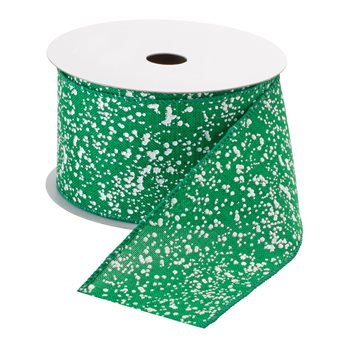 Green and White Speckle Wired Ribbon (Set of 3)