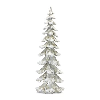 Flocked Snowy Silver Holiday Tree Decor 26"H