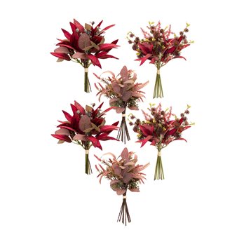 Fall Burgandy Foliage and Thistle Bundle Bouquet (Set of 6)