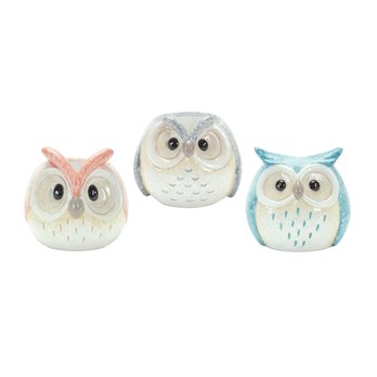 Whimsical Pastel Terra Cotta Owl Figurine (Set of 12)