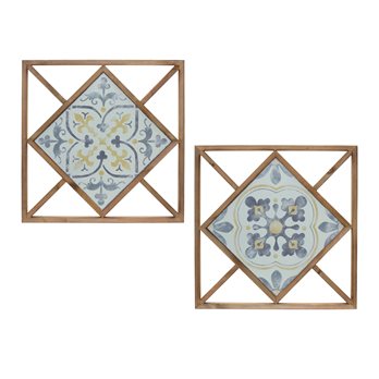 Framed Ornamental Wall Tile (Set of 2) 14.25"SQ