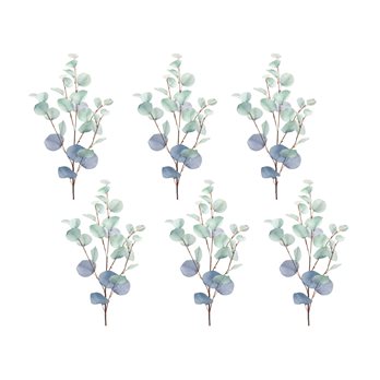 Blue Silver Dollar Eucalyptus Leaf Spray (Set of 6)